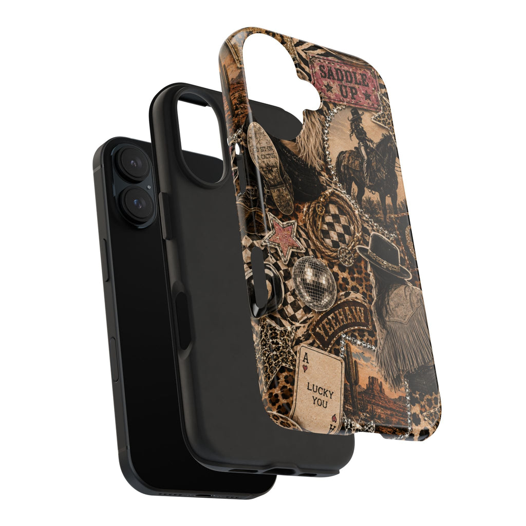 Western Collage Tough Phone Case — Cowboy Rodeo Lucky You Design