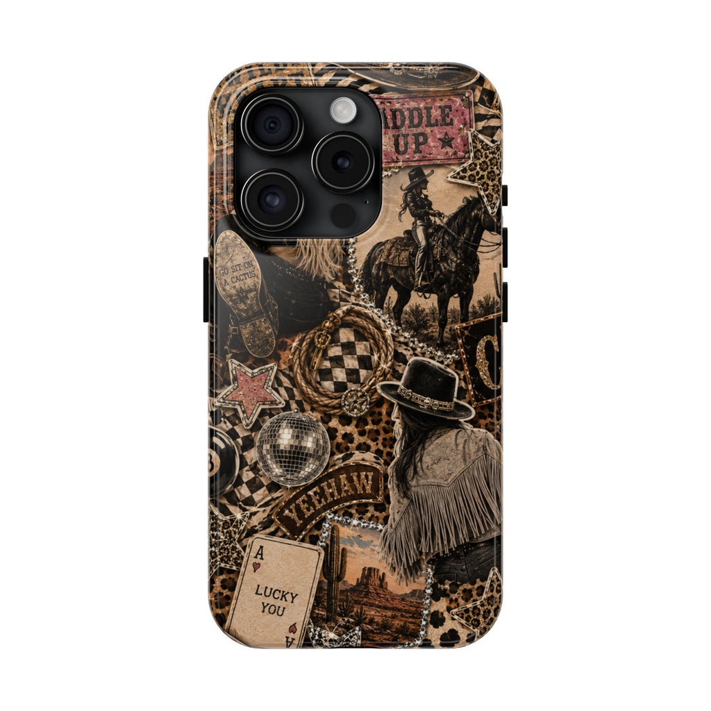 Western Collage Tough Phone Case — Cowboy Rodeo Lucky You Design