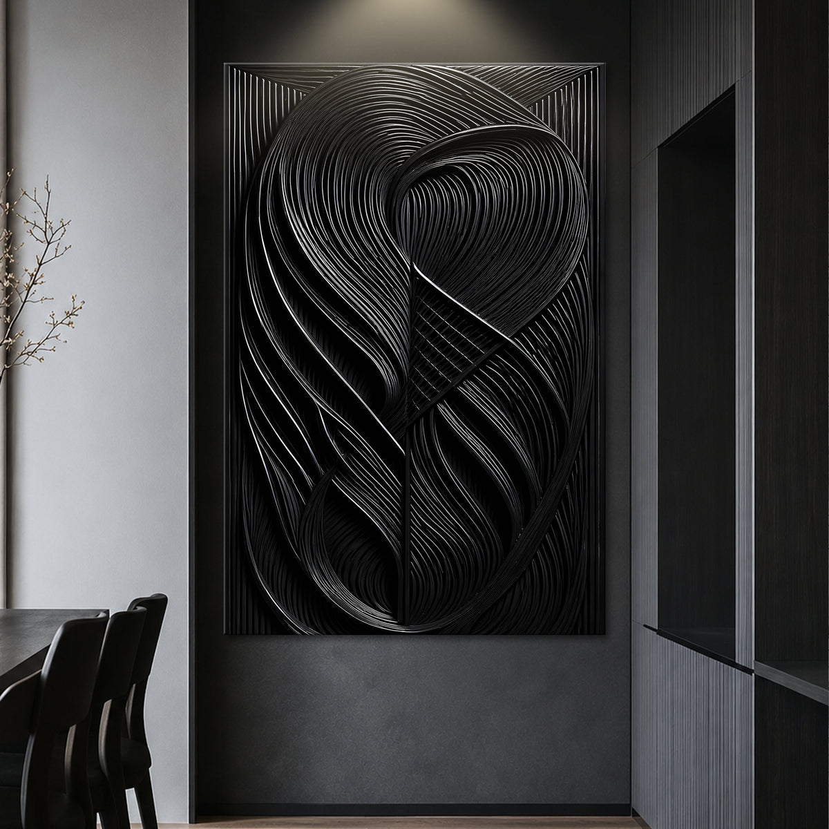Modern Black Waves Wall Art
