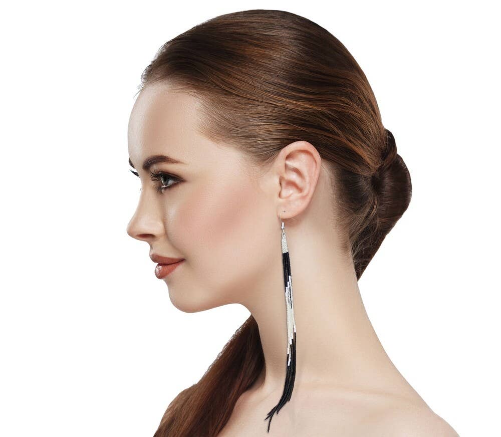 Black/Silver Tassel Earrings