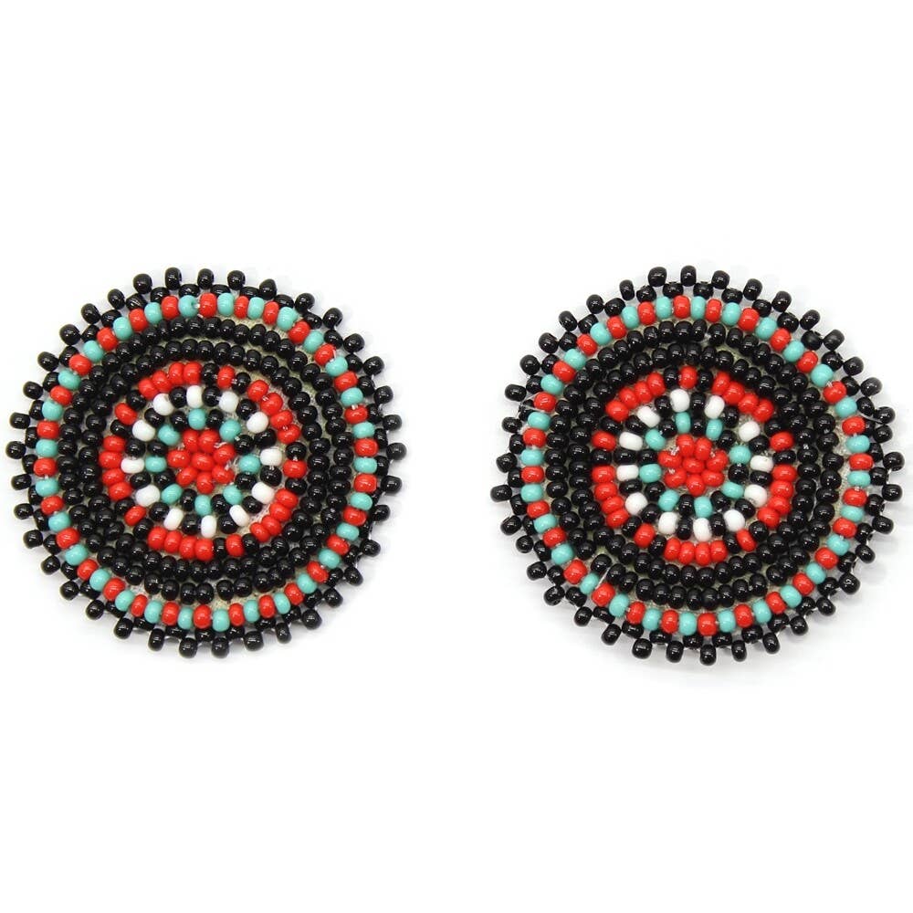 Black/Red Post Earrings
