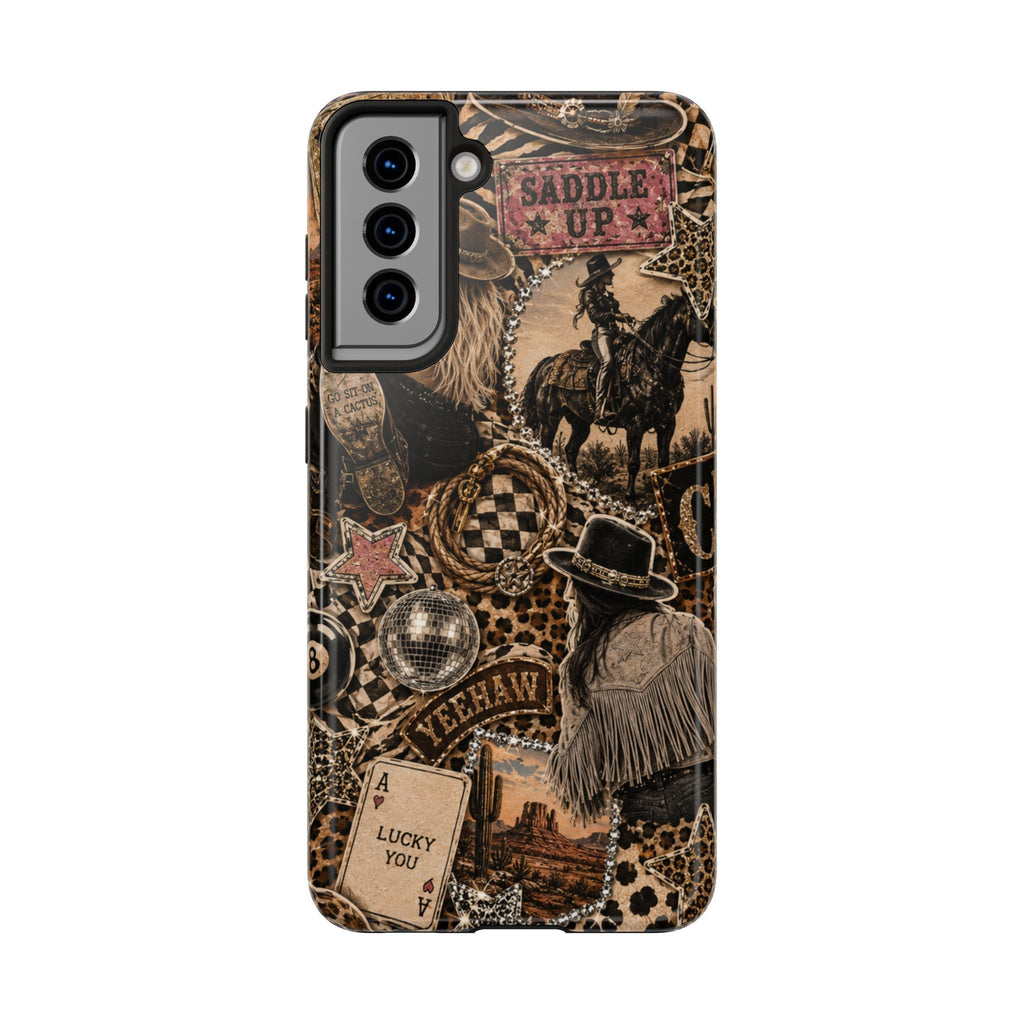 Western Collage Tough Phone Case — Cowboy Rodeo Lucky You Design
