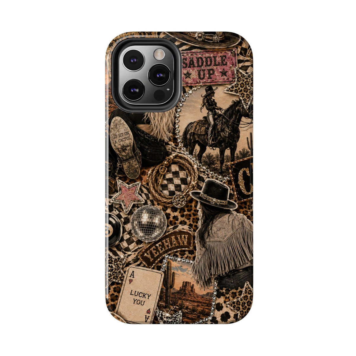 Western Collage Tough Phone Case — Cowboy Rodeo Lucky You Design