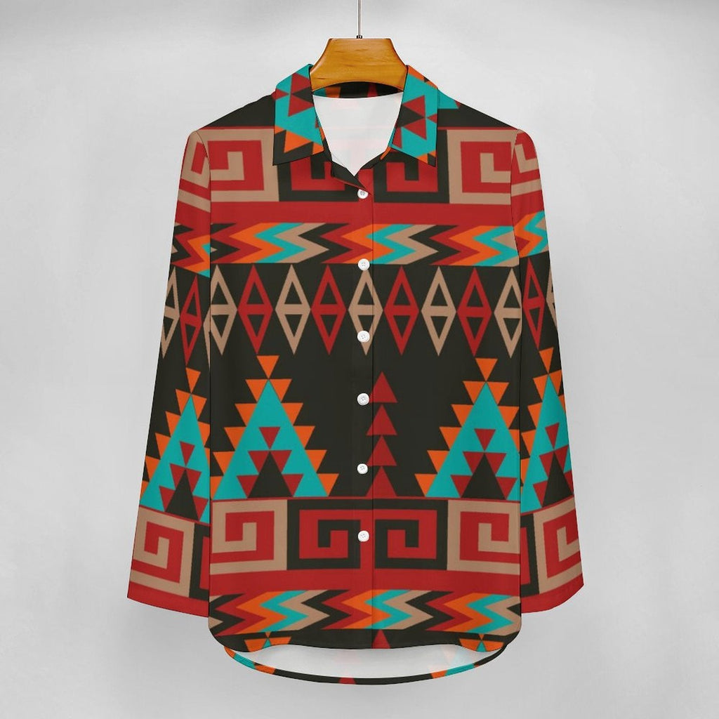 Baha Ranch Santa Fe Aztec Button Up Blouse