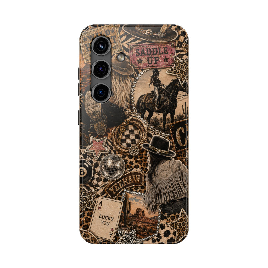 Western Collage Tough Phone Case — Cowboy Rodeo Lucky You Design