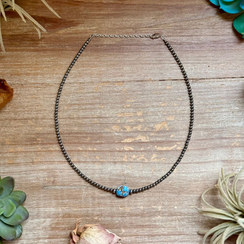 Golden Hills Turquoise & Sterling Silver Pearl Necklace