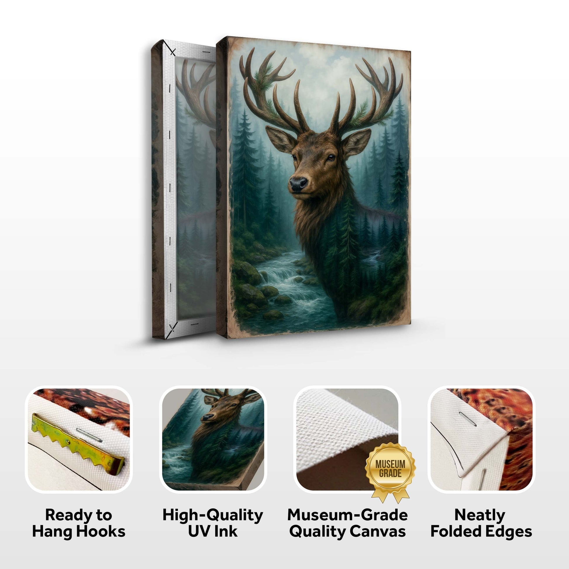 Misty Stag Double Exposure Wall Art