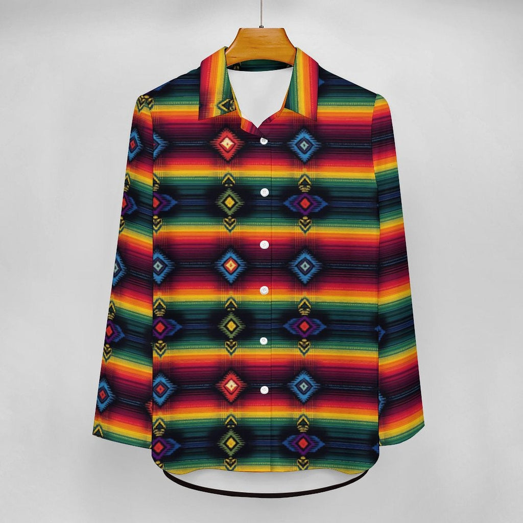 Baha Ranch Colores de Mexico Festival Button Up Blouse