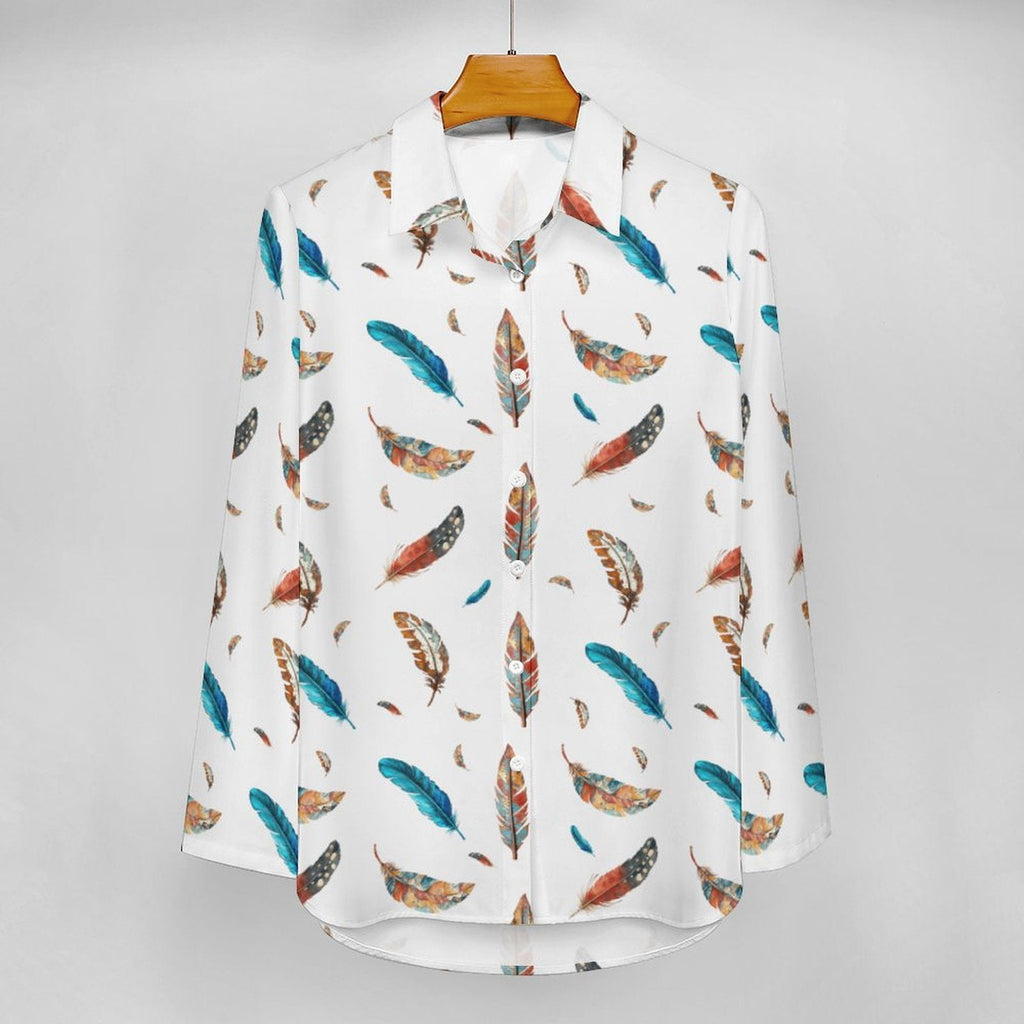Baha Ranch Boho Feather Long Sleeve Blouse
