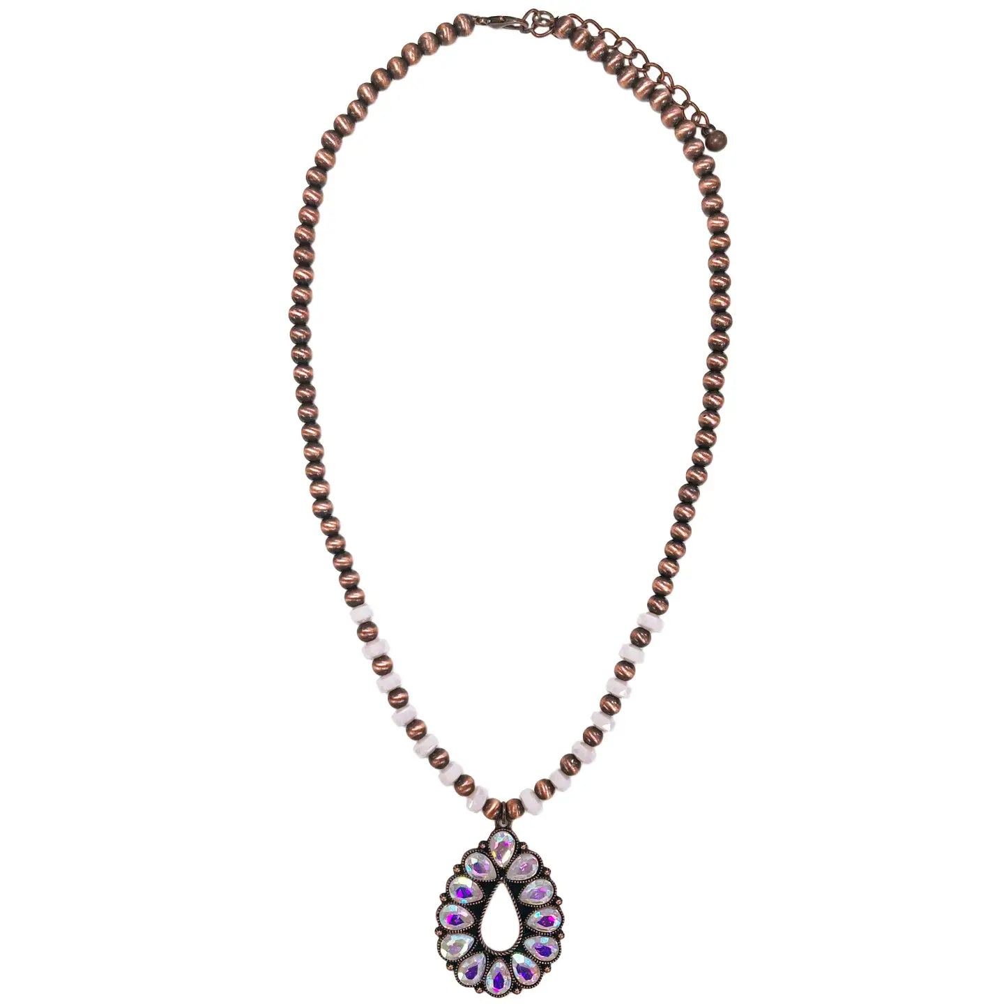 Copper and cream Crystal drop necklace
