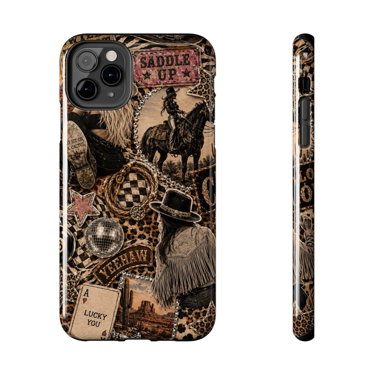 Western Collage Tough Phone Case — Cowboy Rodeo Lucky You Design