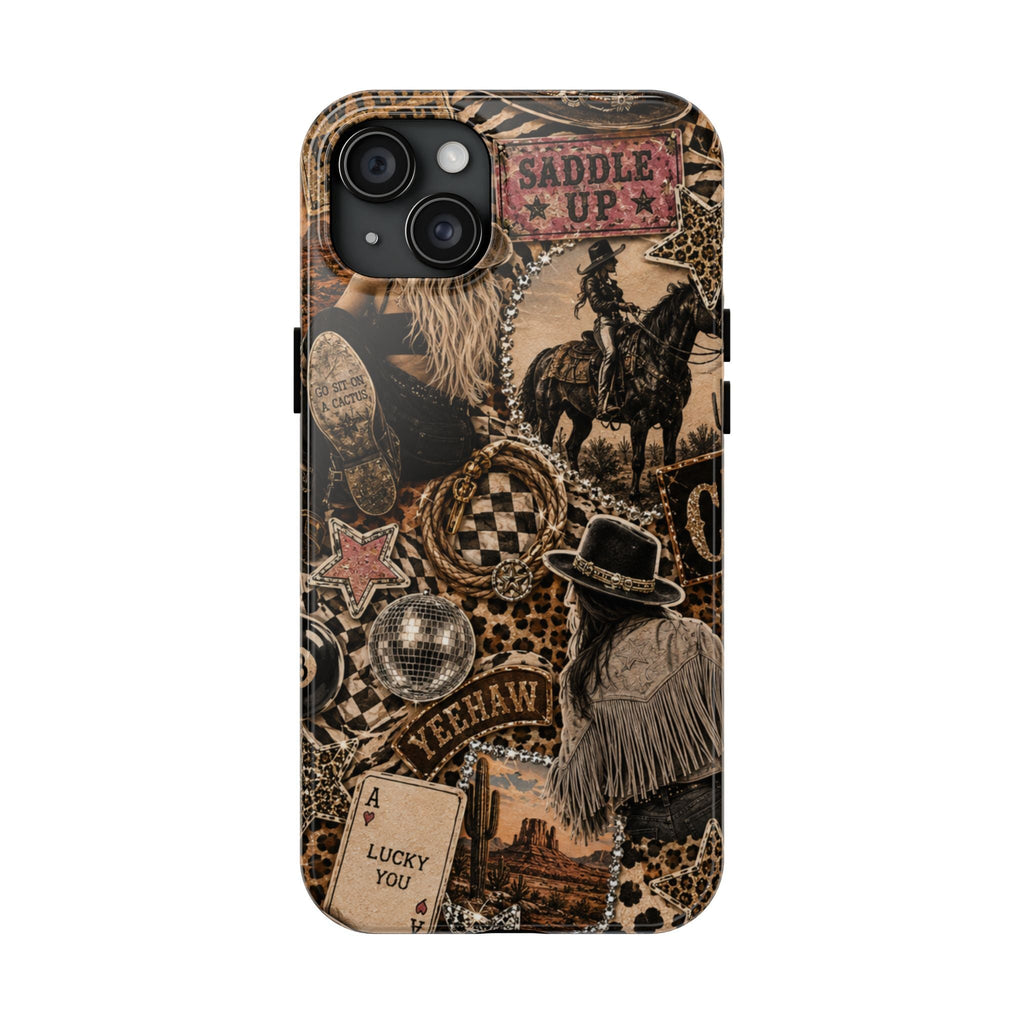 Western Collage Tough Phone Case — Cowboy Rodeo Lucky You Design