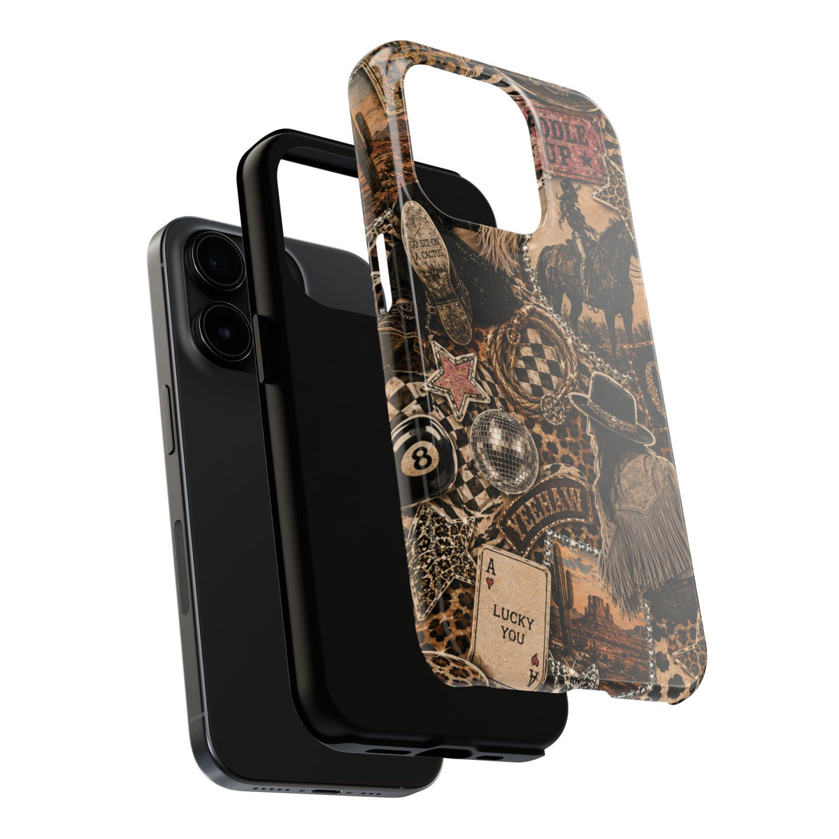 Western Collage Tough Phone Case — Cowboy Rodeo Lucky You Design