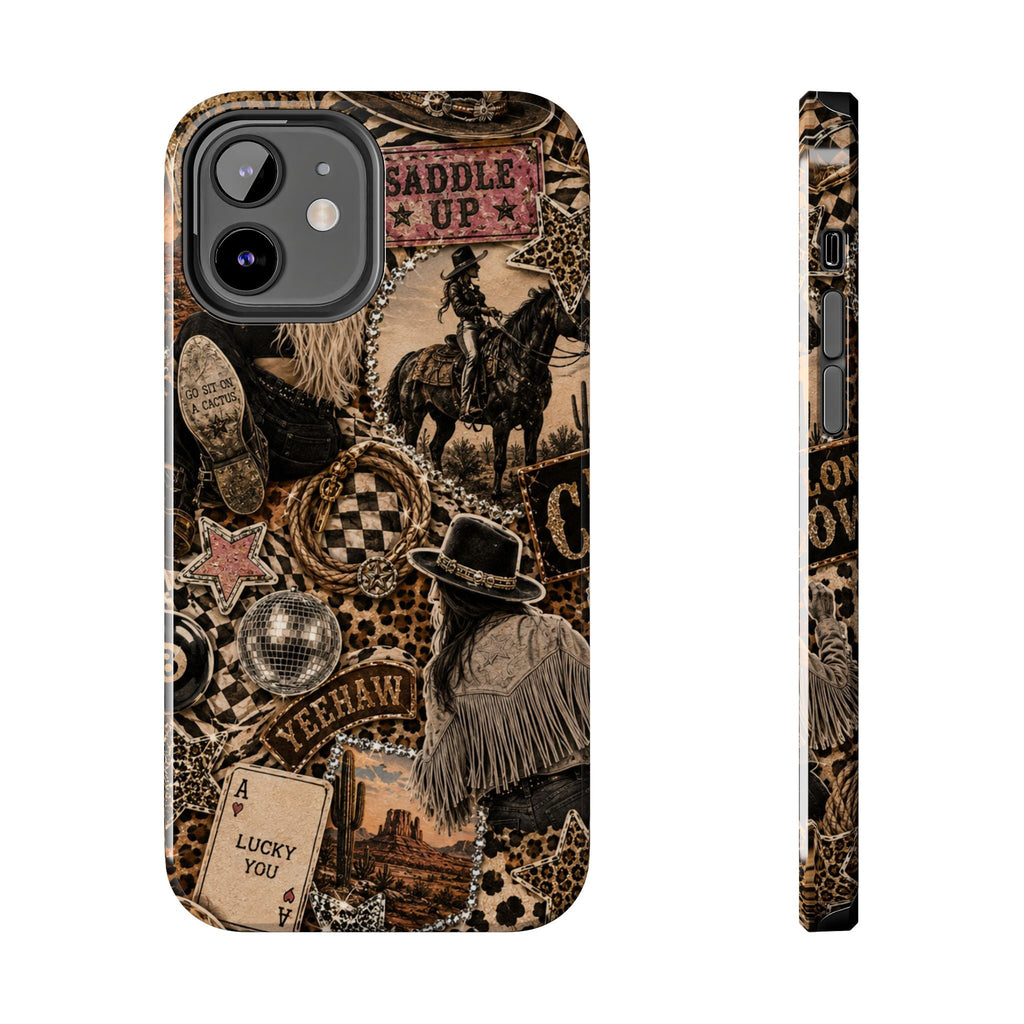 Western Collage Tough Phone Case — Cowboy Rodeo Lucky You Design