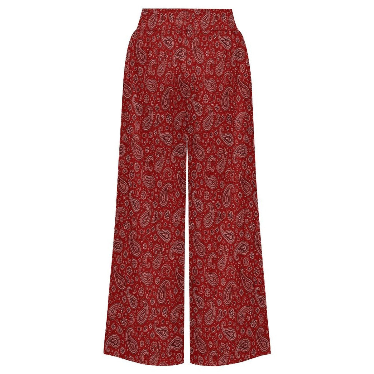 Baha Ranch Red Paisley Bandana Print High Waisted Wide Leg Pants