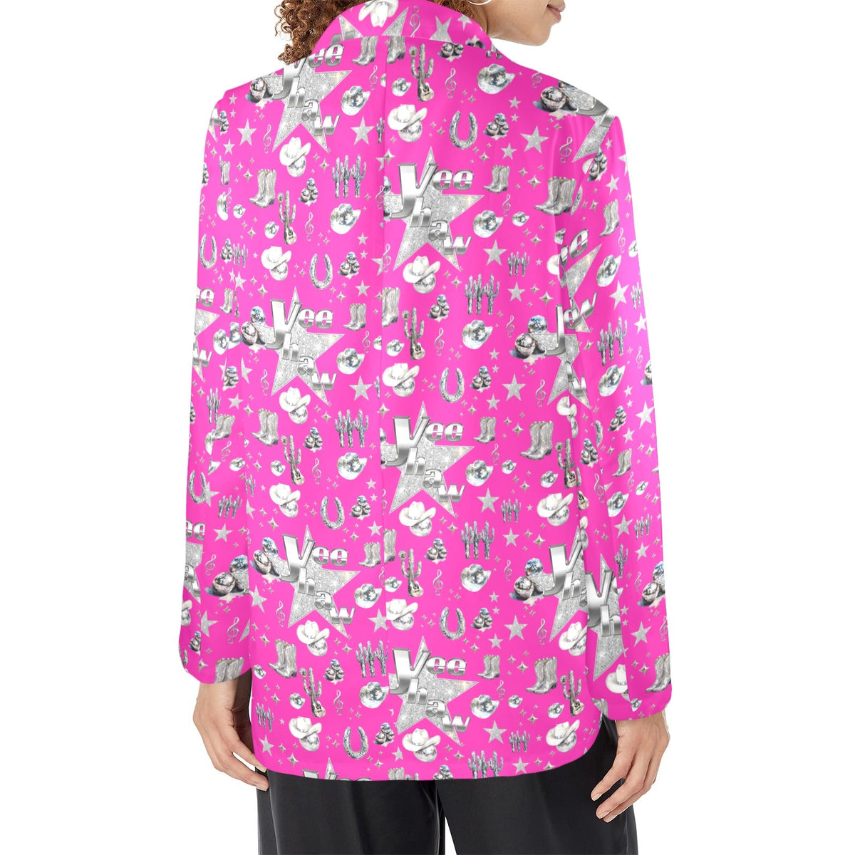 Baha Ranch Hot Pink YEEHAW Rhinestone Cowgirl Blazer