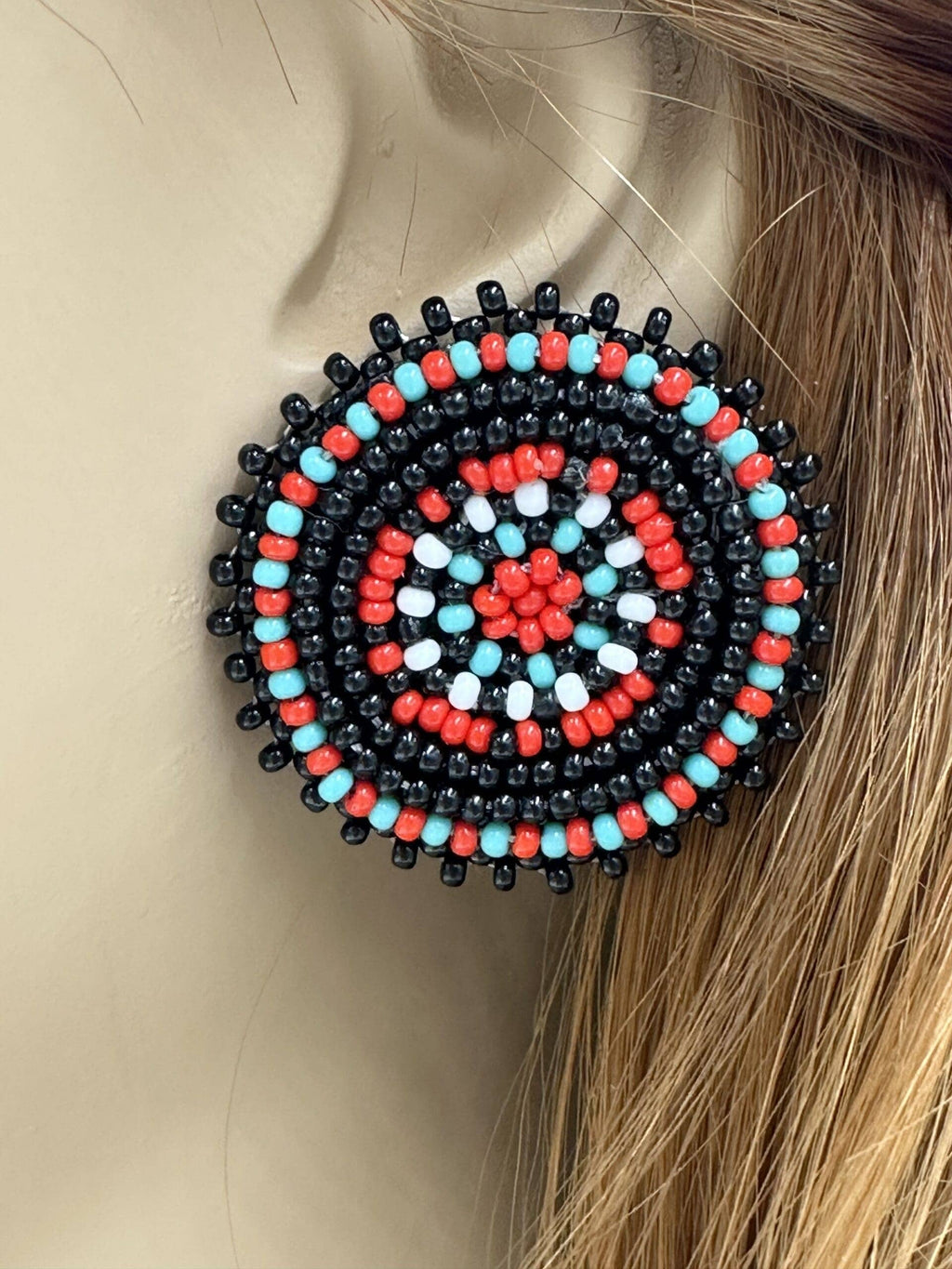 Black/Red Post Earrings