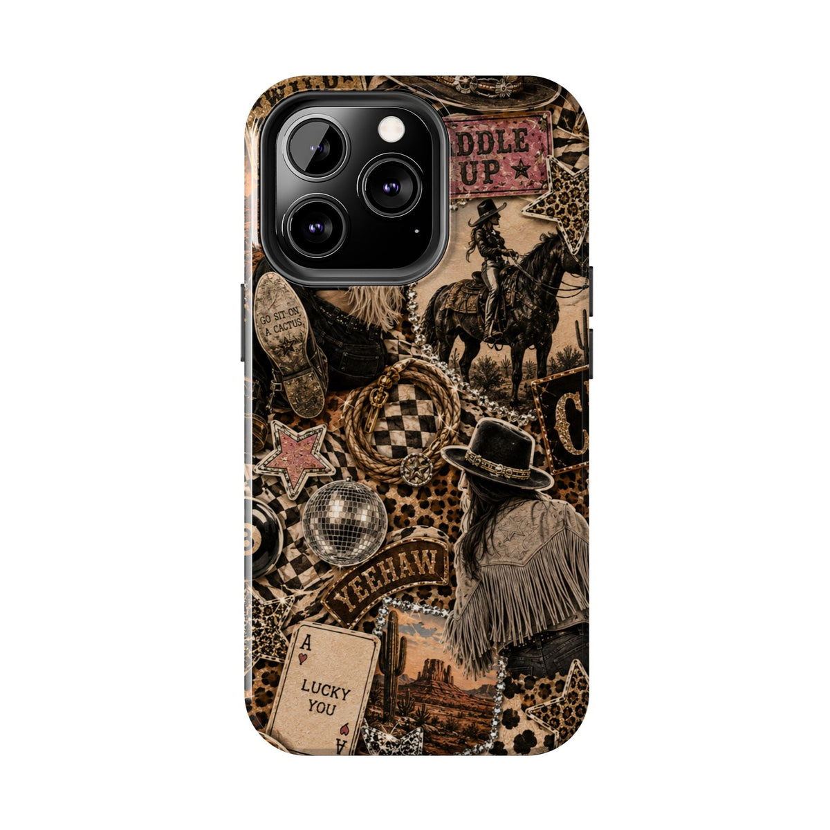 Western Collage Tough Phone Case — Cowboy Rodeo Lucky You Design
