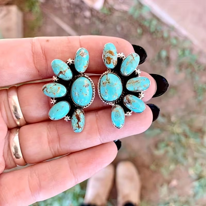 Turquoise Half Blossom Studs