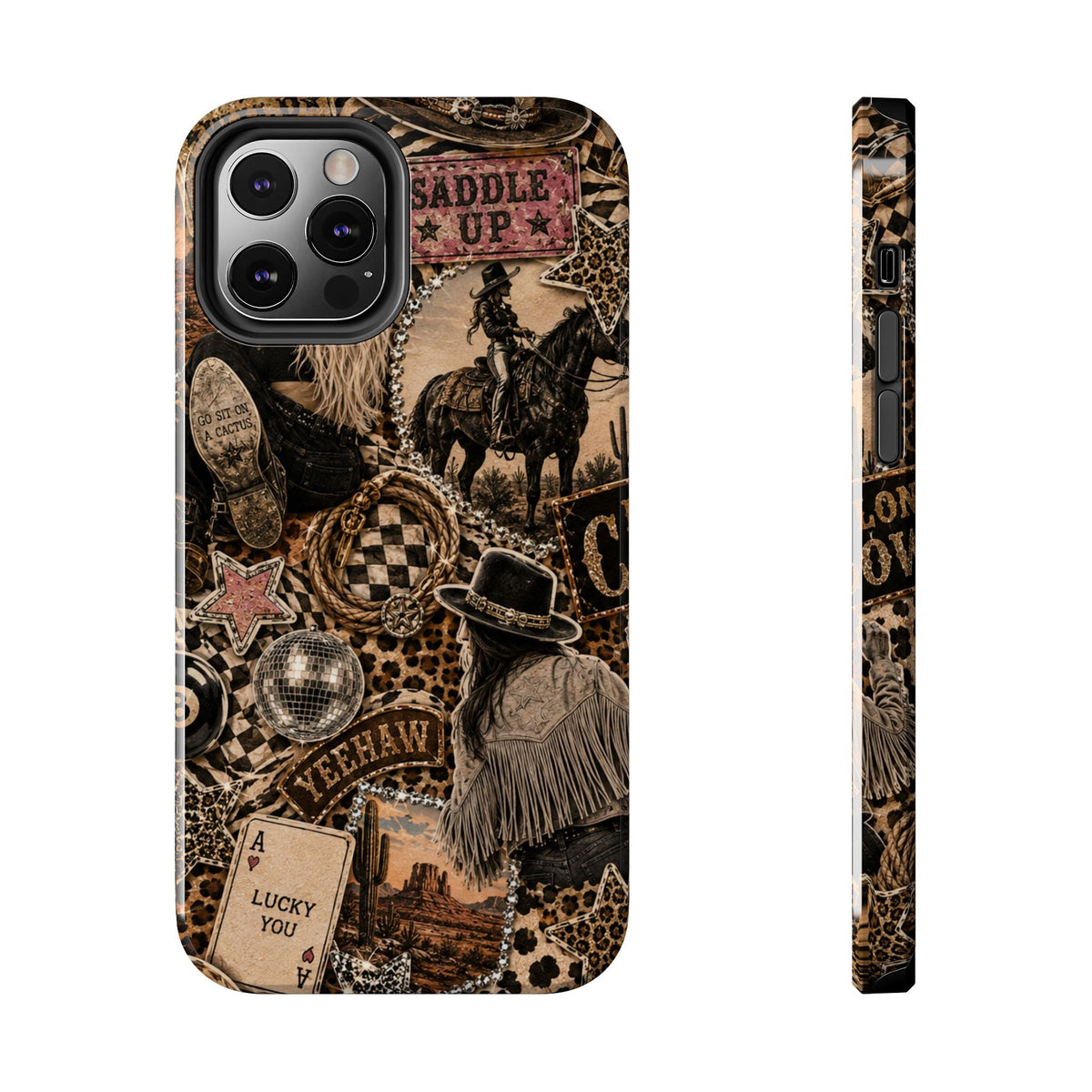 Western Collage Tough Phone Case — Cowboy Rodeo Lucky You Design