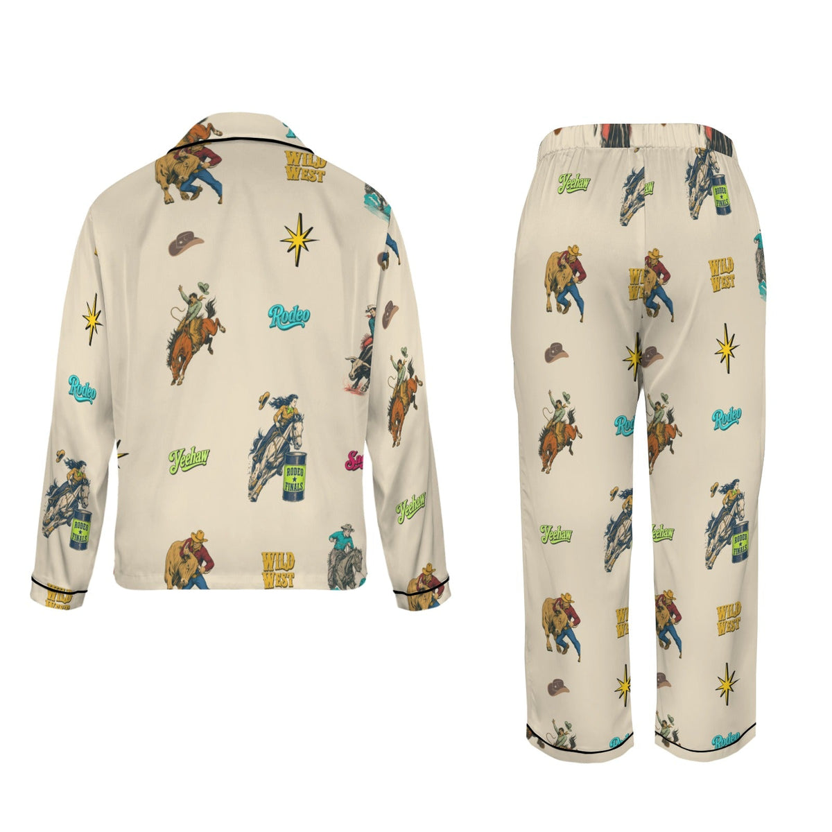 Baha Ranch The Last Roundup Western Rodeo Satin Pajama Set