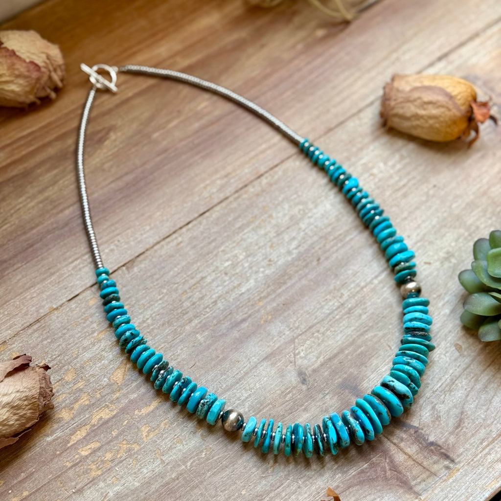 22-Inch Graduated Icy Blue Turquoise Necklace