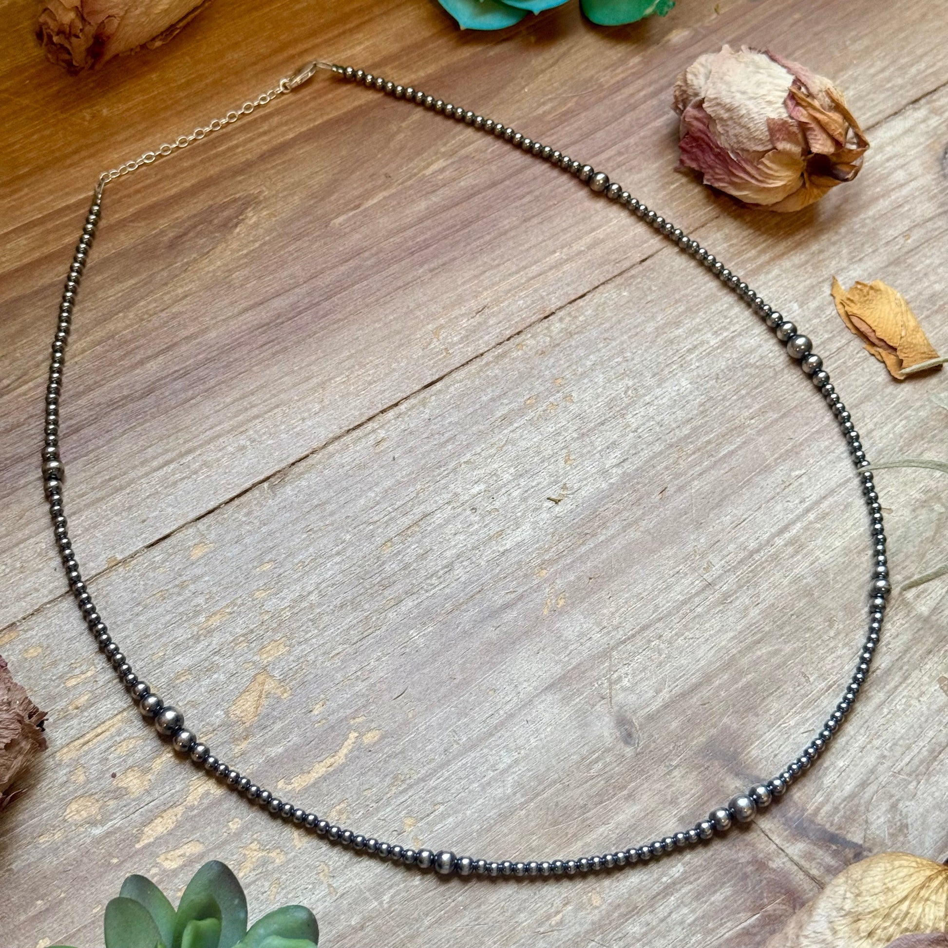 3mm 22” Graduated Sterling Silver Pearl Necklace