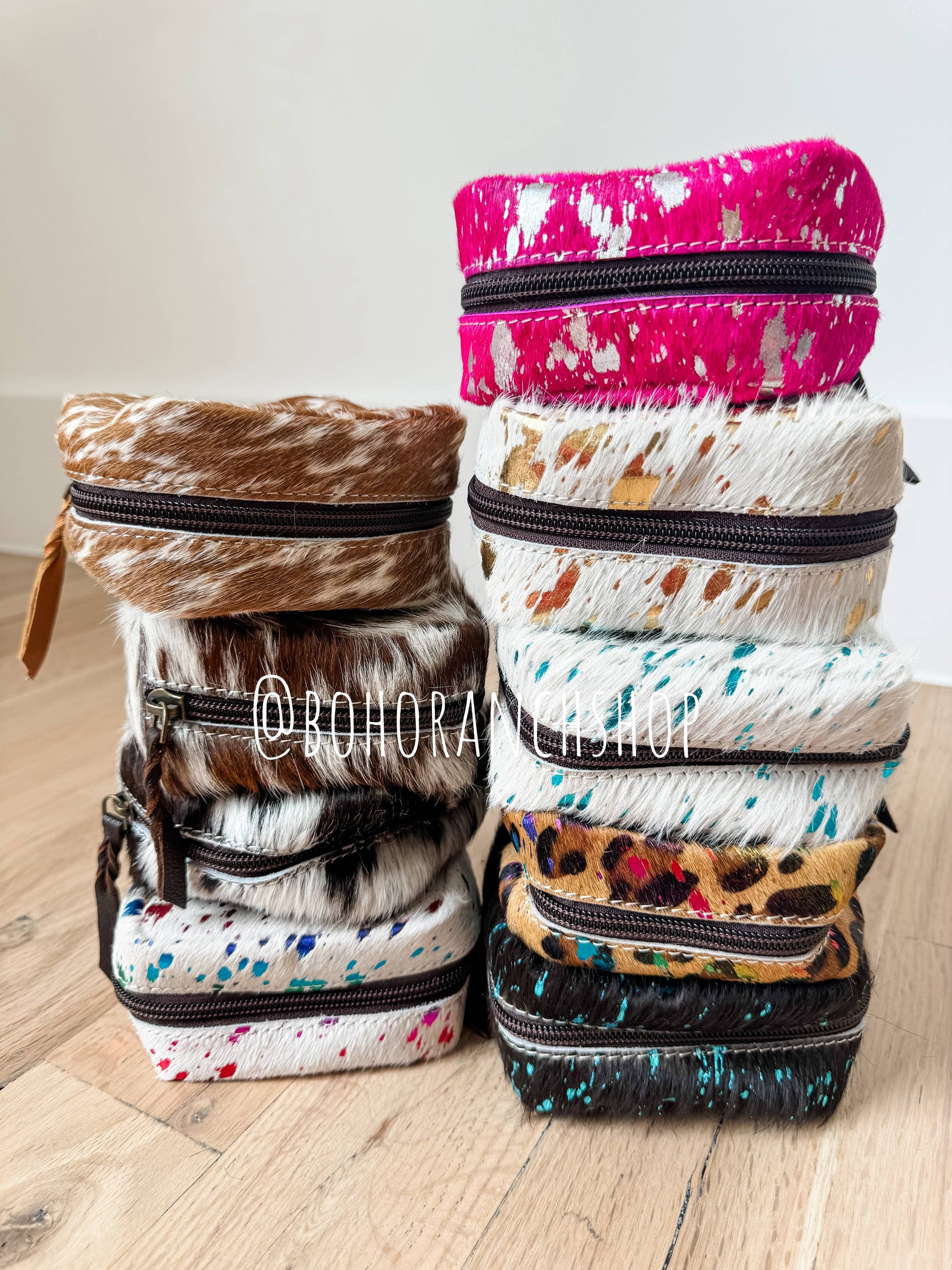 COWHIDE POUCH - Western Cowhide Coin Money Makeup Medicine