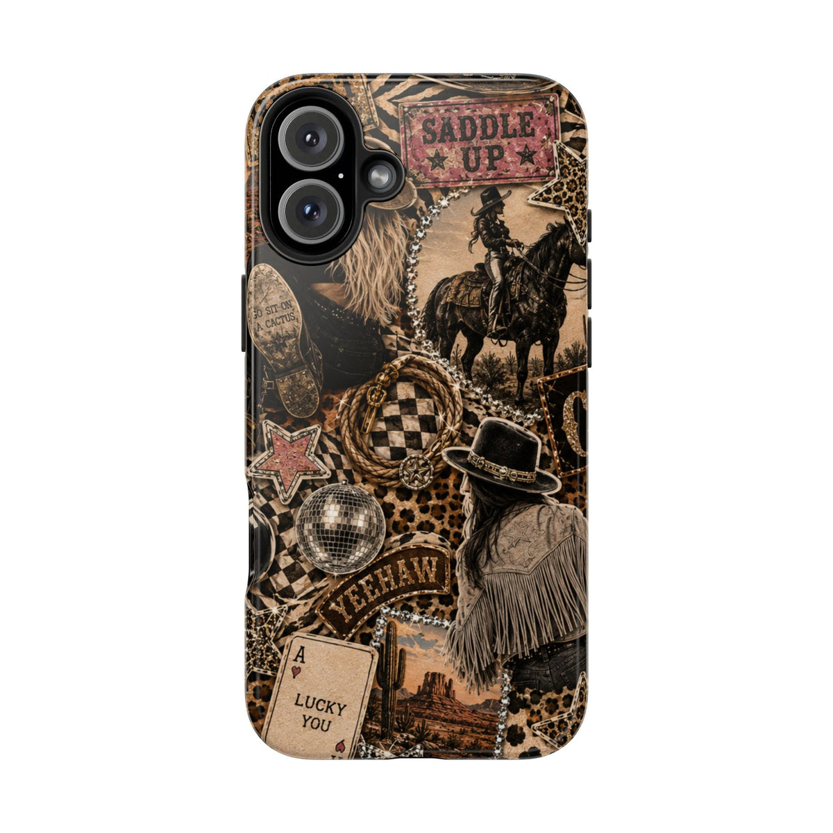 Western Collage Tough Phone Case — Cowboy Rodeo Lucky You Design