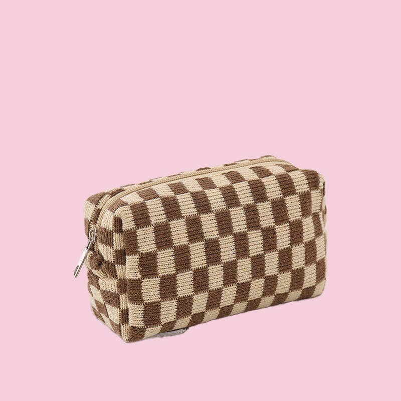 Checkerboard Knit Cosmetic Bag