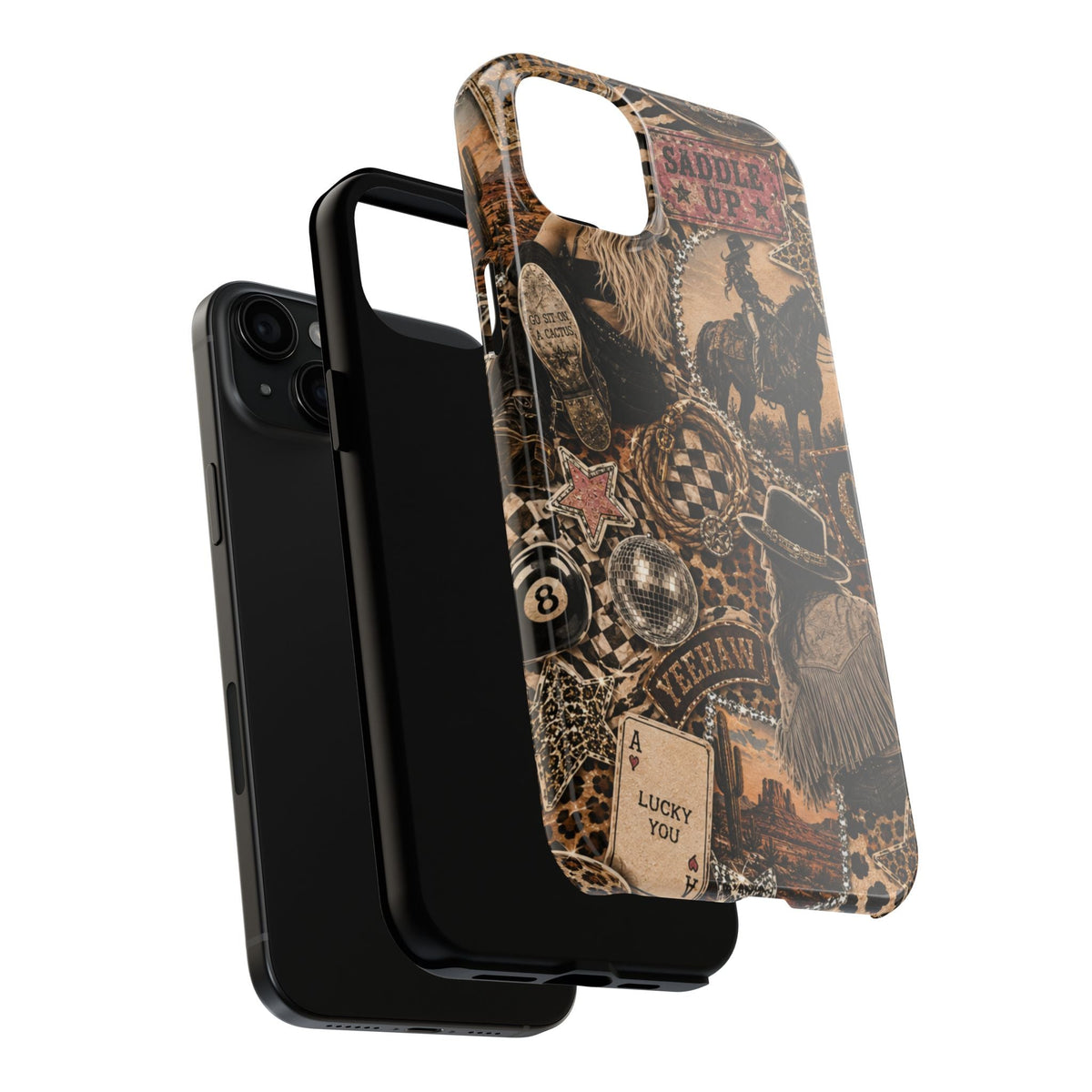 Western Collage Tough Phone Case — Cowboy Rodeo Lucky You Design
