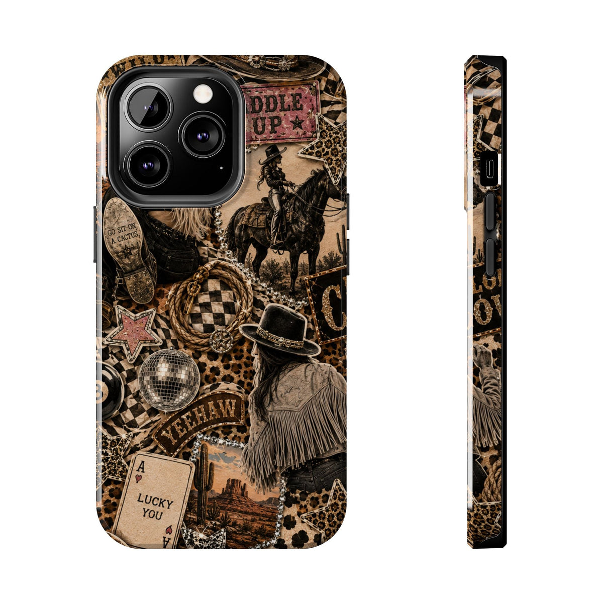 Western Collage Tough Phone Case — Cowboy Rodeo Lucky You Design