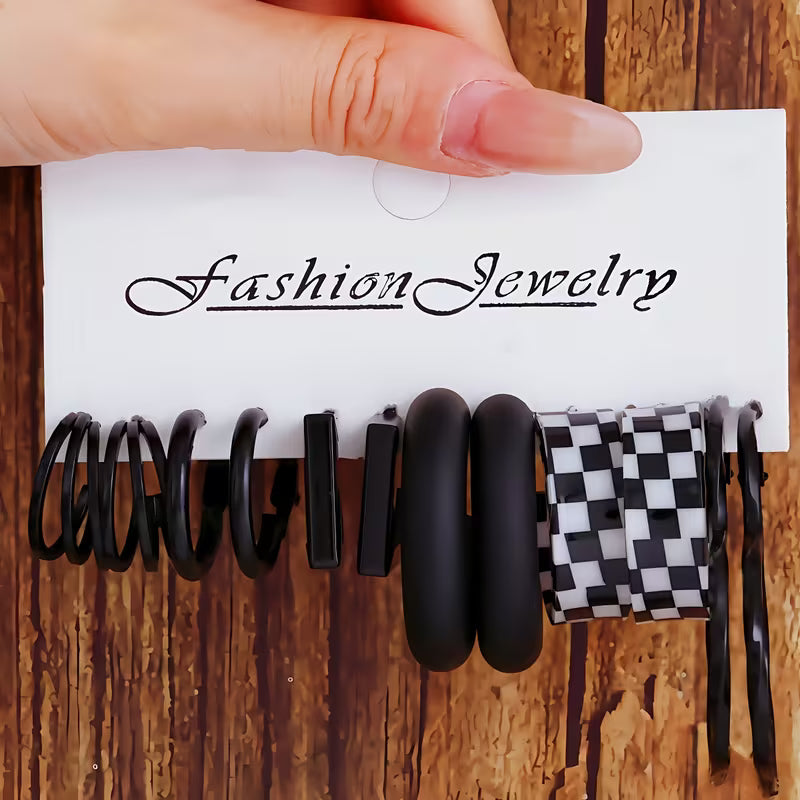 Multi Black Hoop Set Earrings