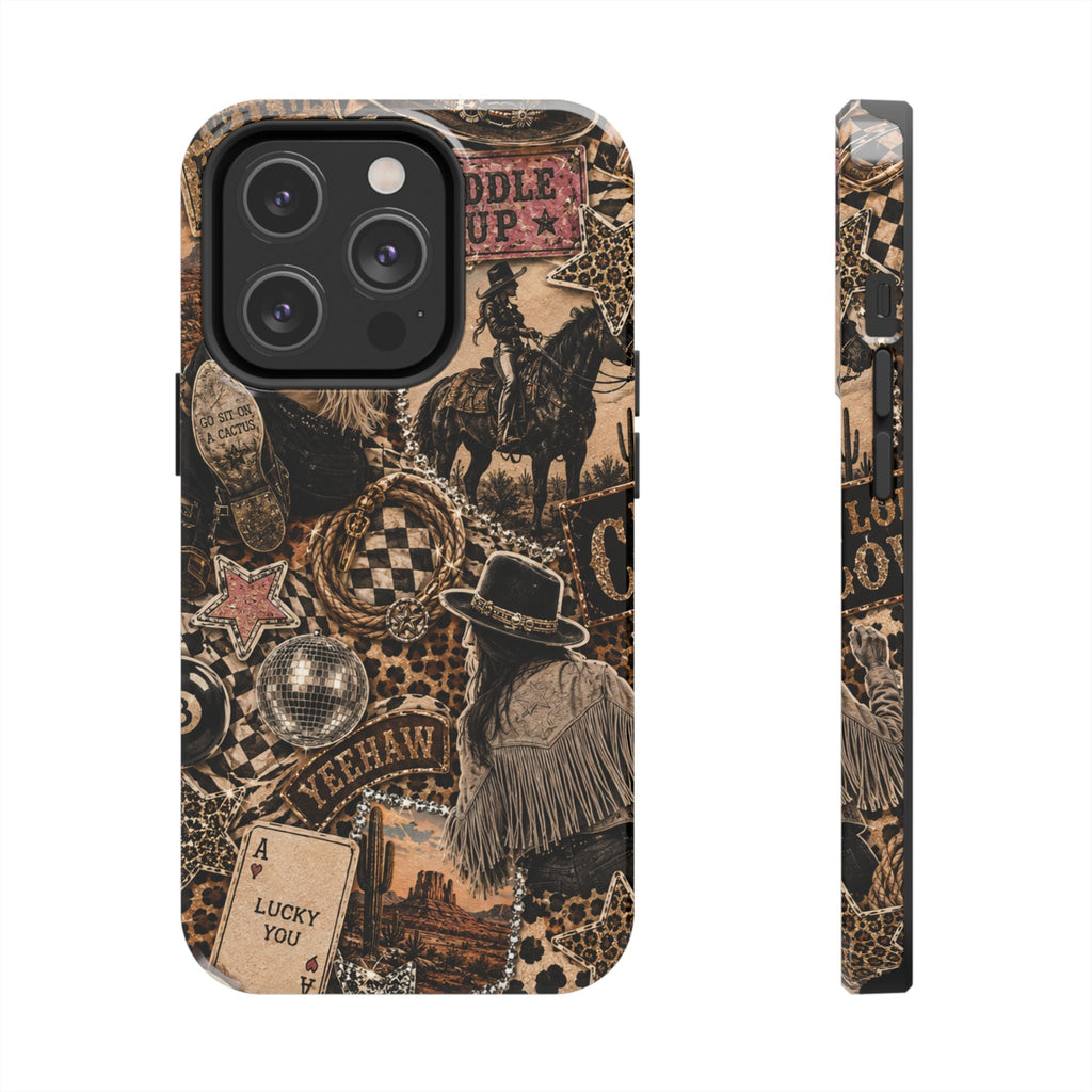 Western Collage Tough Phone Case — Cowboy Rodeo Lucky You Design