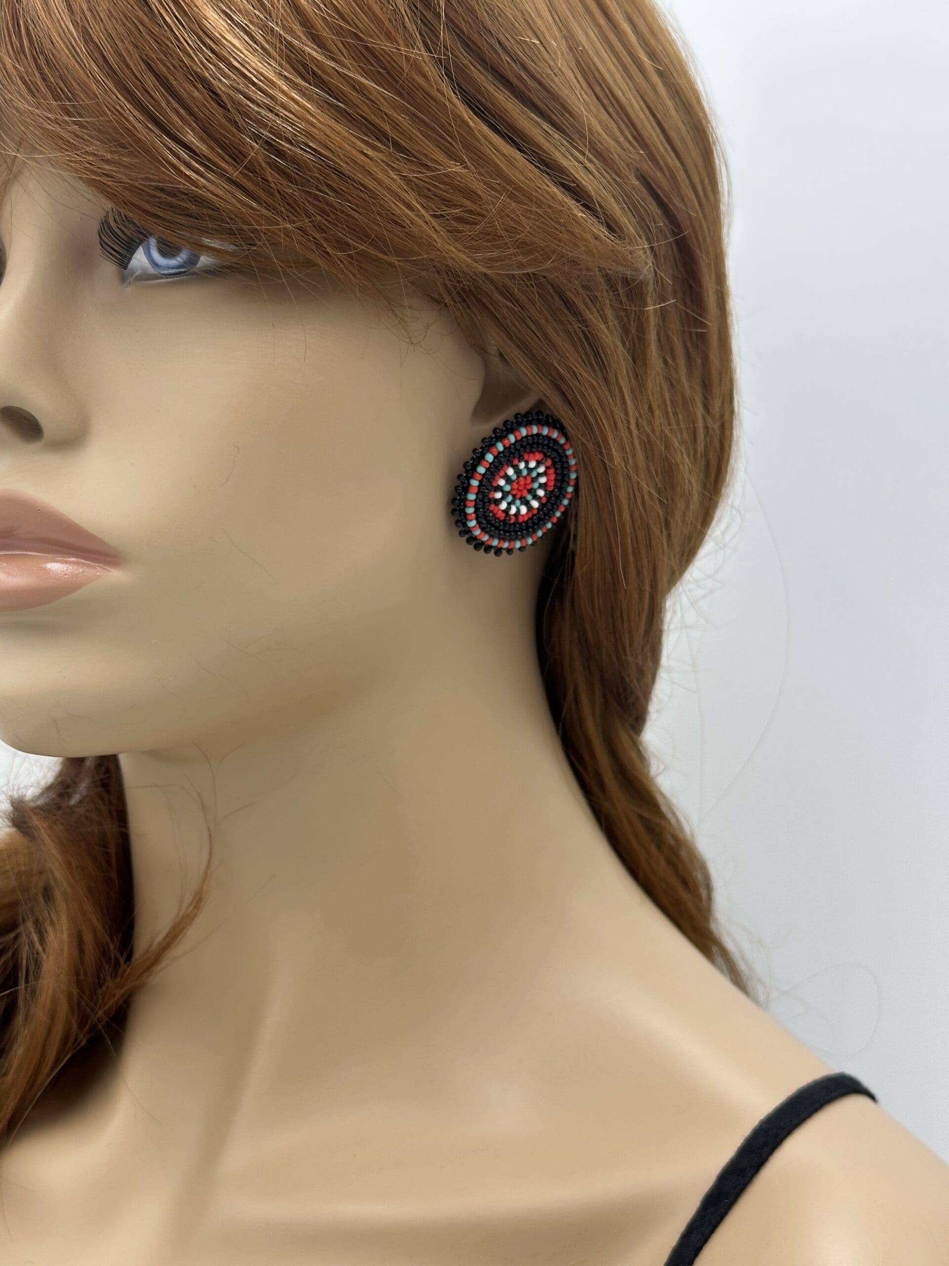 Black/Red Post Earrings