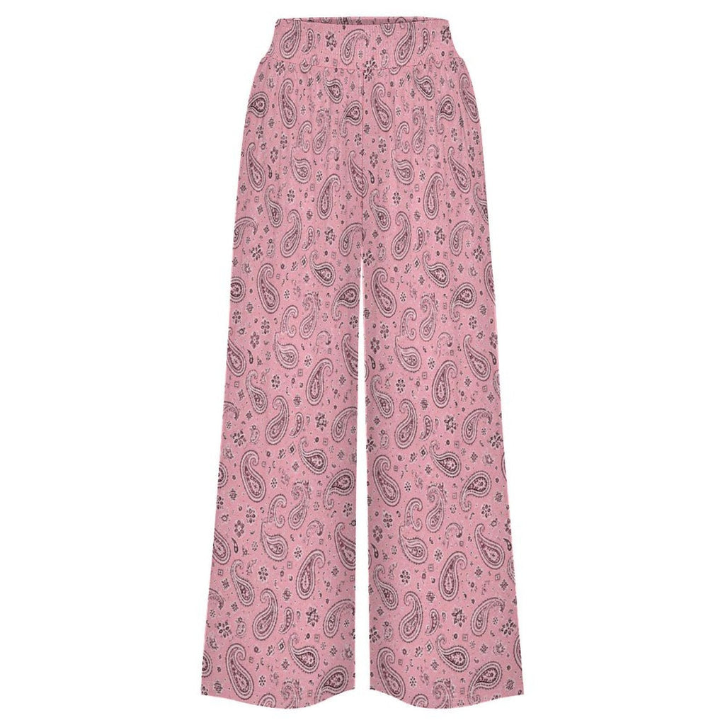 Baha Ranch Pale Pink with Gray Paisley Bandana Wide Leg Pants