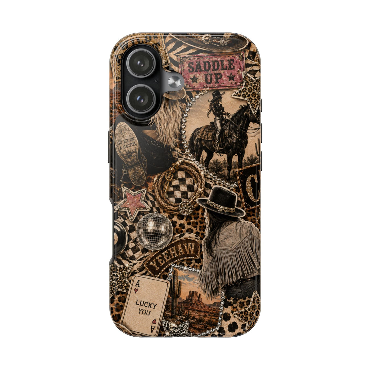 Western Collage Tough Phone Case — Cowboy Rodeo Lucky You Design