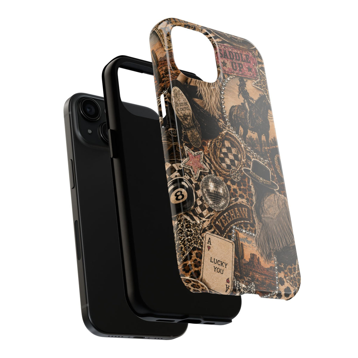 Western Collage Tough Phone Case — Cowboy Rodeo Lucky You Design