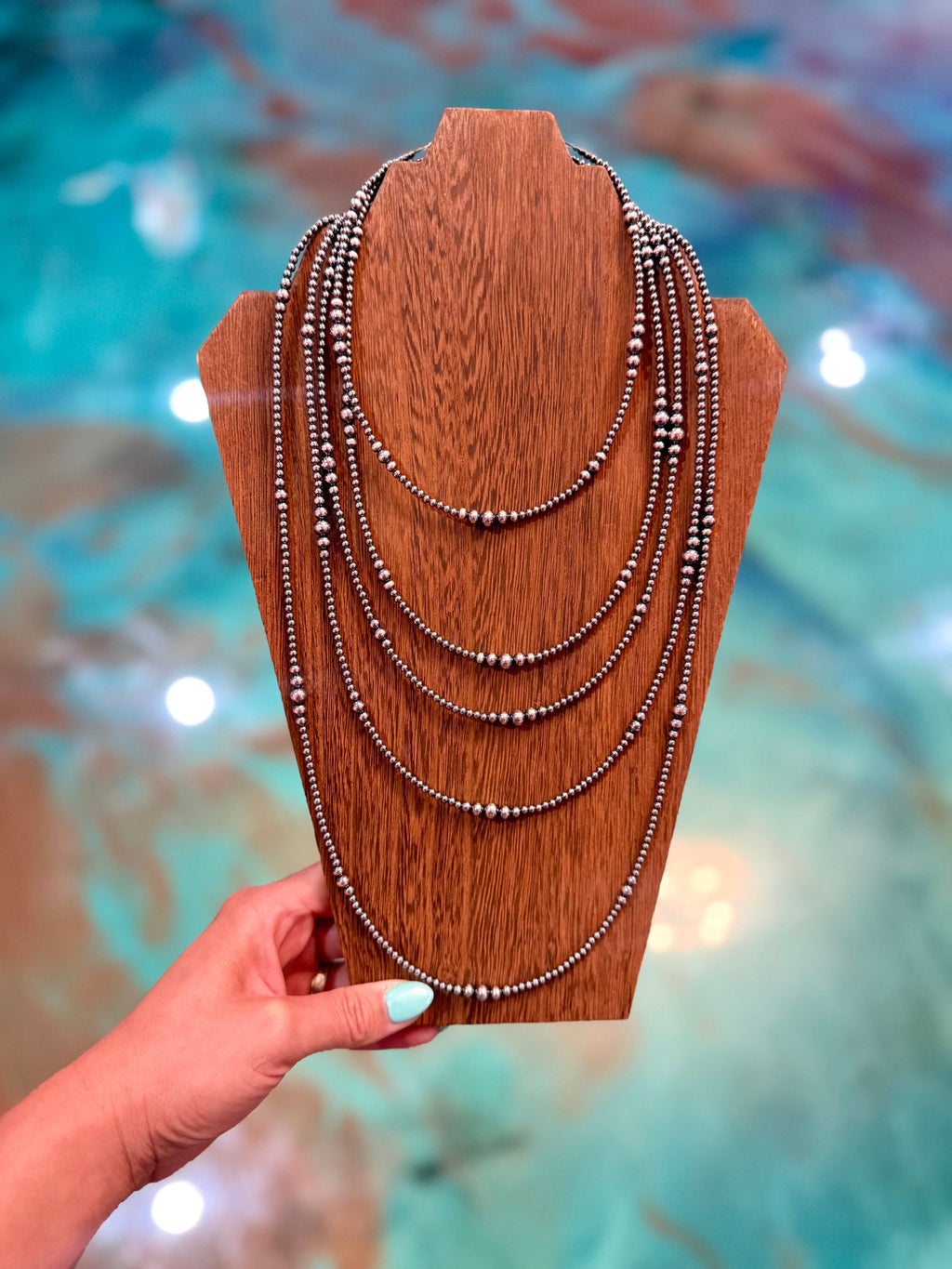 3mm 28” Graduated Sterling Silver Pearl Necklace