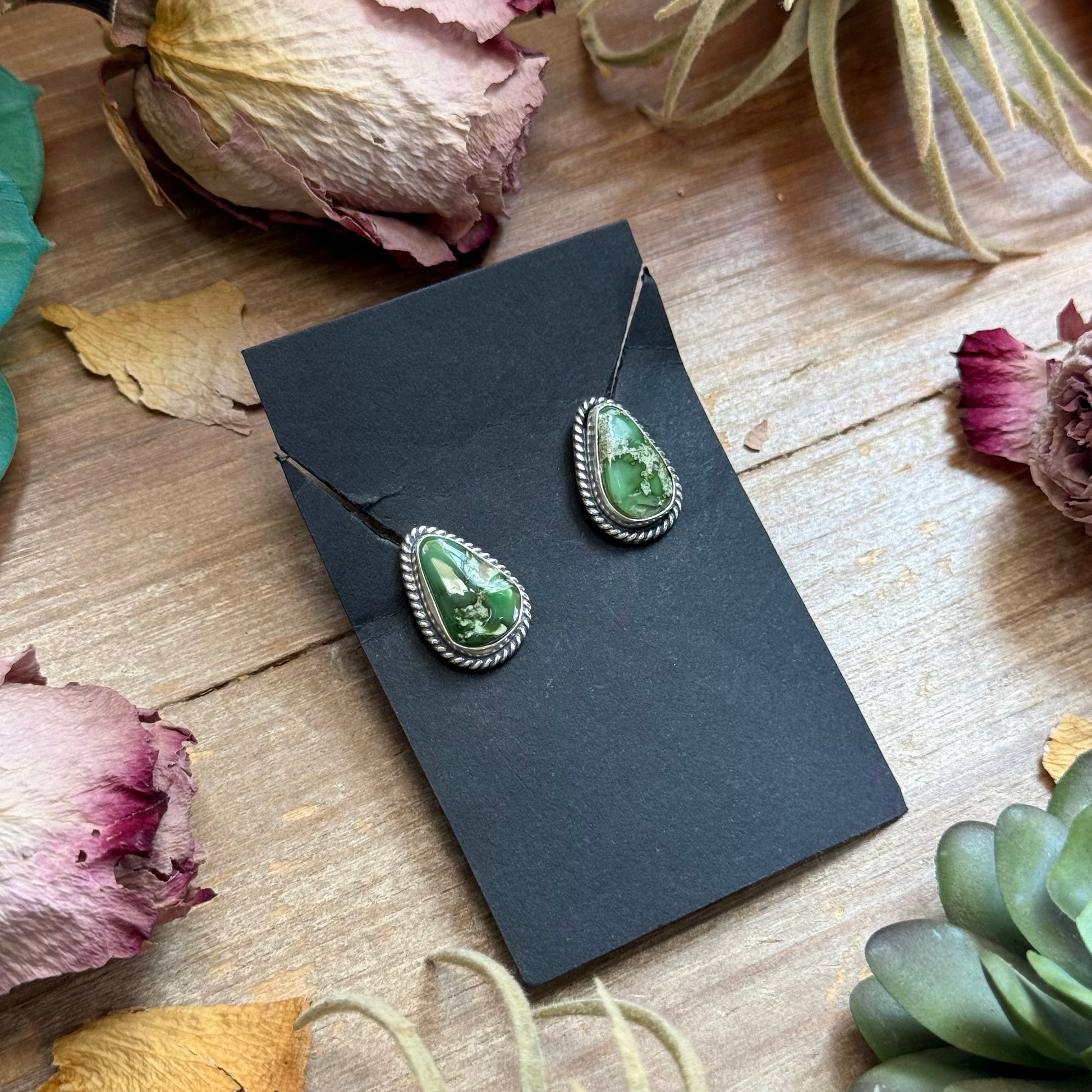 3 - Sterling Silver Sonoran Gold Turquoise Stud Earrings by Jason Ogg