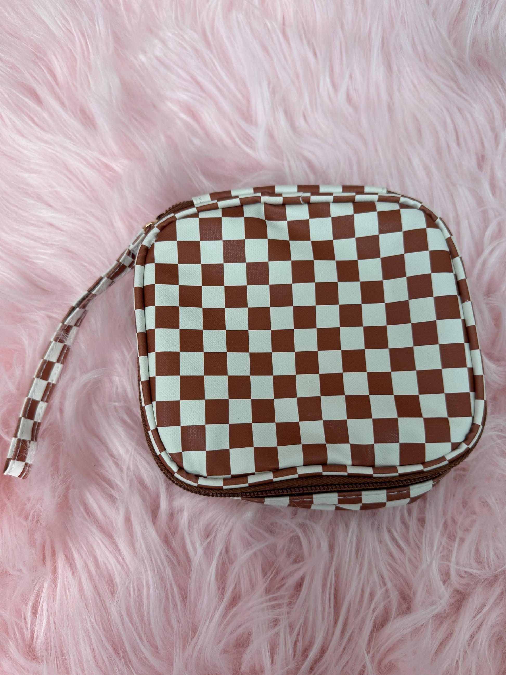 Checkered Makeup Bag