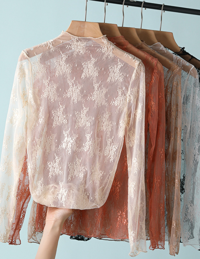 Floral Lace Sheer Mesh Layering see through Top