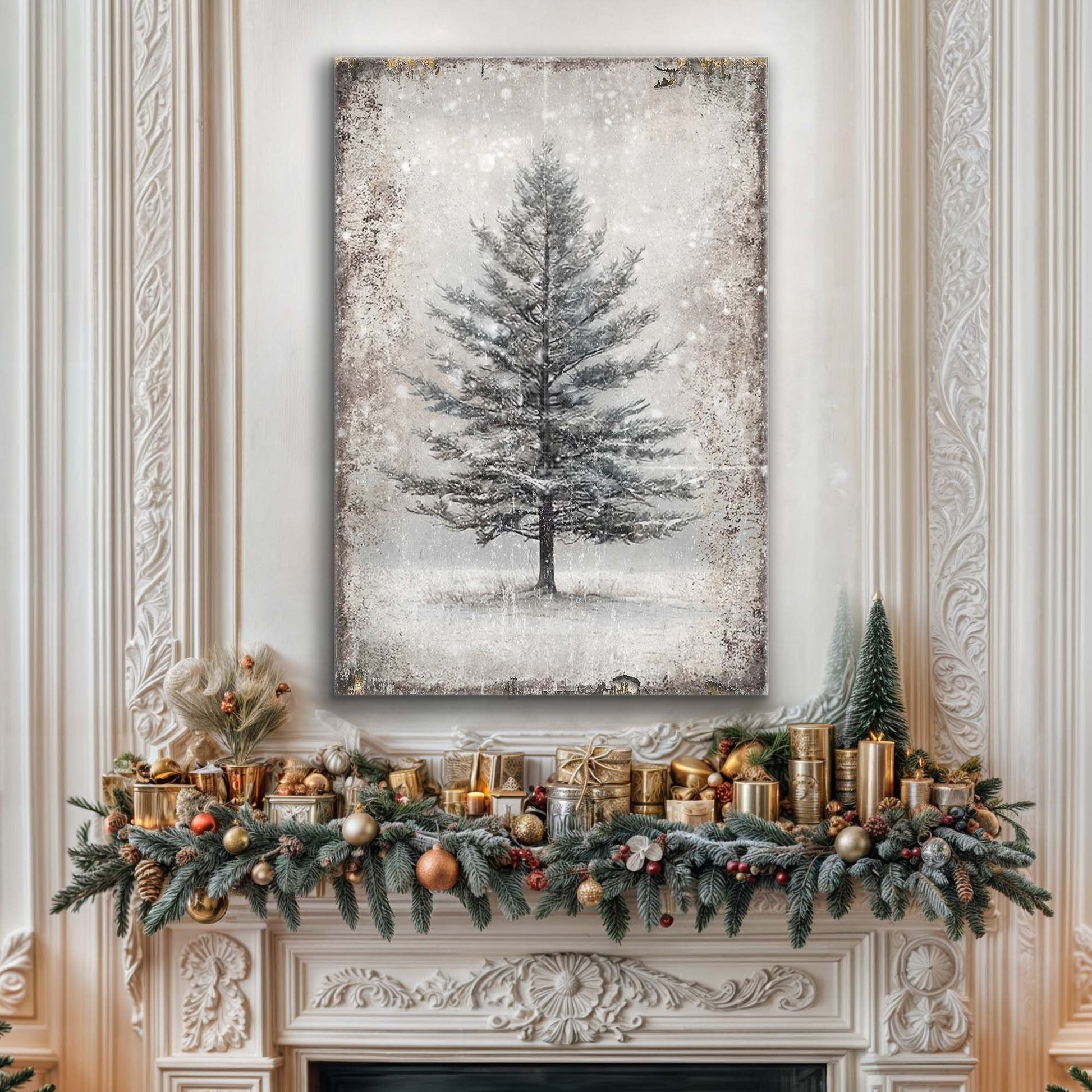 Vintage Christmas Tree Wall Art VI