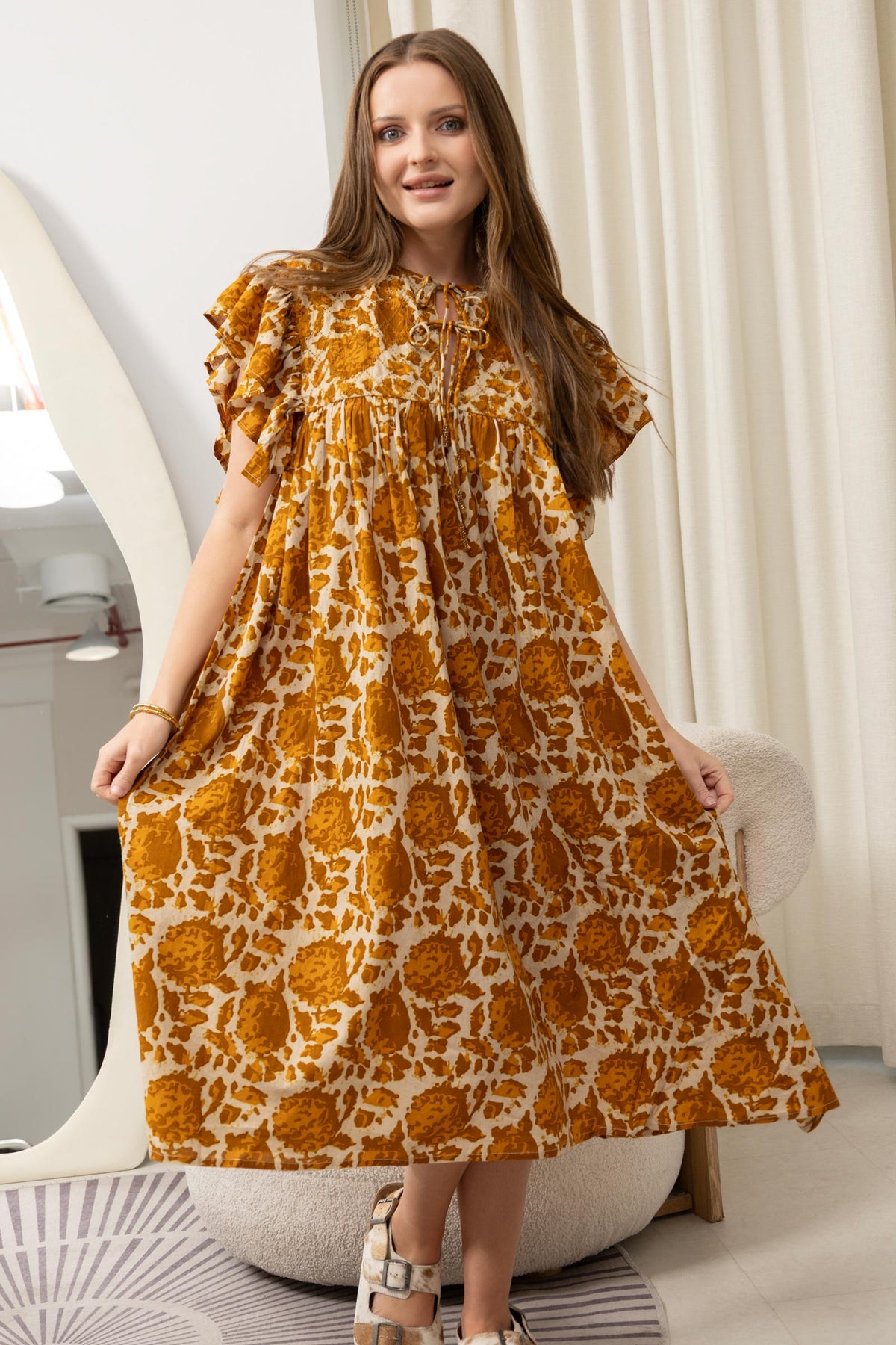 Bohera Beverly Frilled Sleeve Free Form Dress