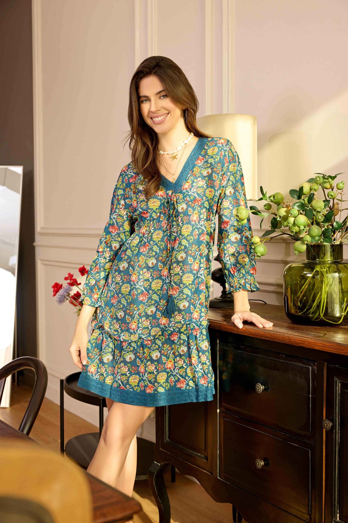 Bohera Gloria V-Neck Drop Waist Dress