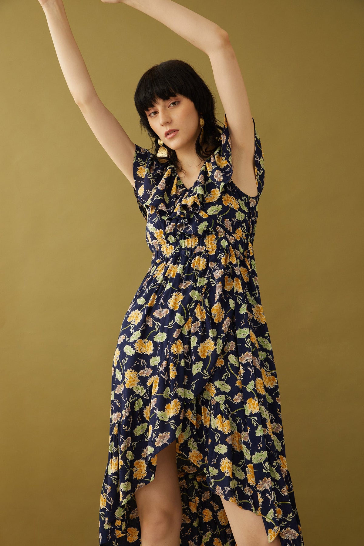 Bohera Marjorie Mellum Wrap-Over Floral Print Dress