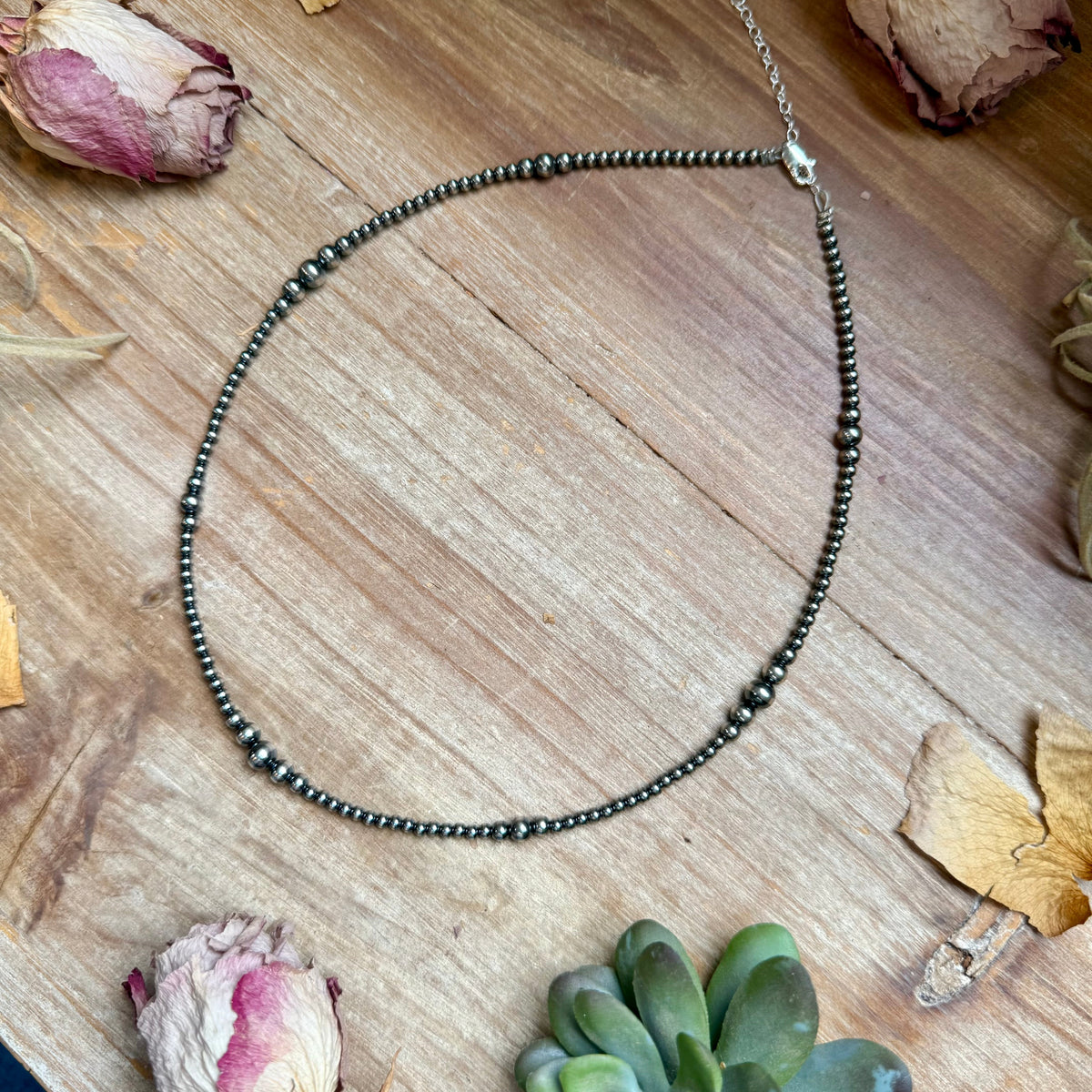 3mm 18 inch Graduated Sterling Silver Pearl Necklace