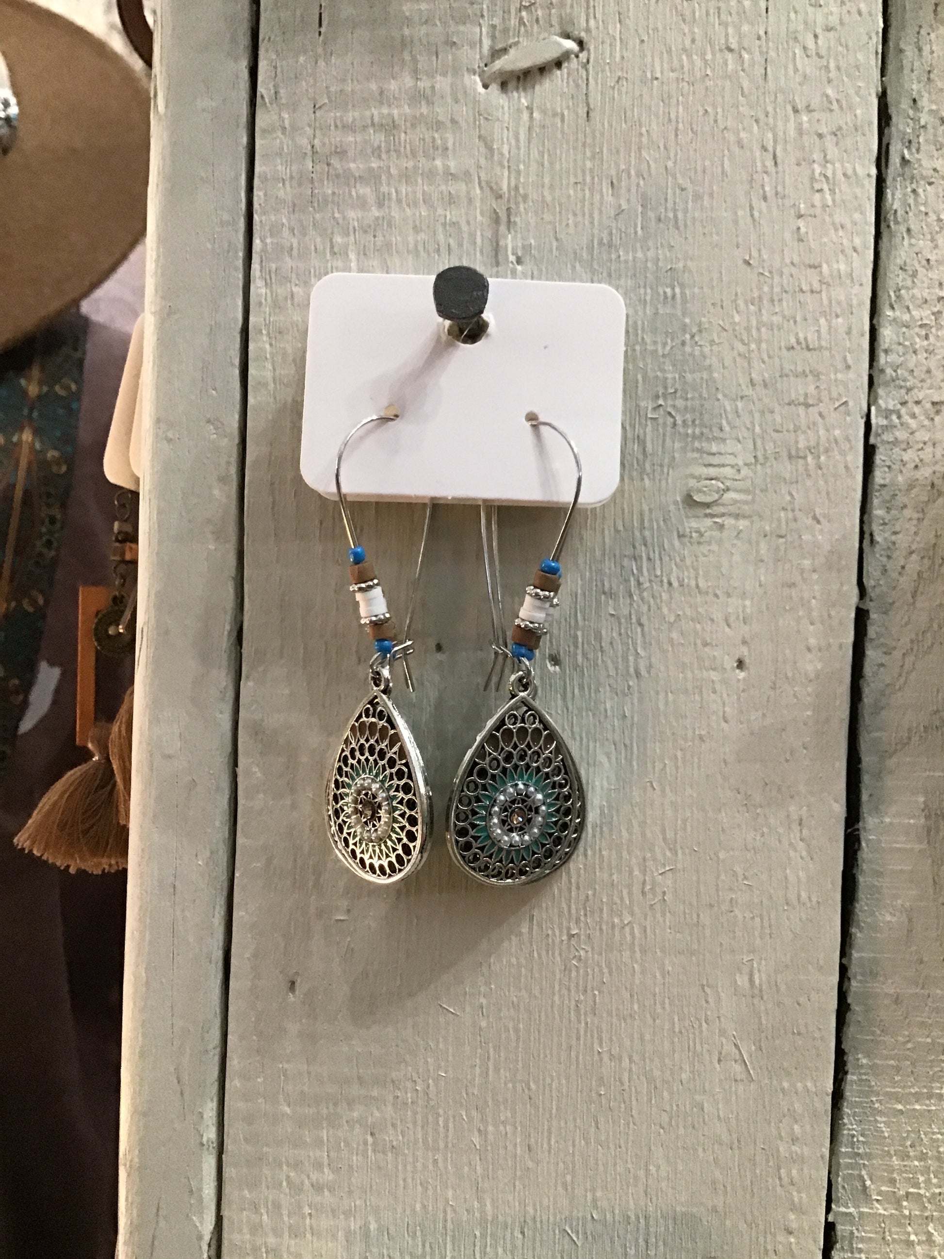 Silver beaded earrings