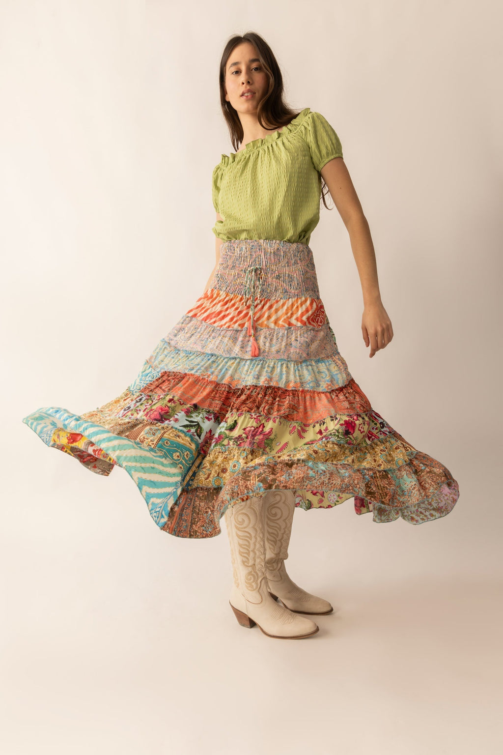 Cassandra Patchwork Skirts In Multicolor
