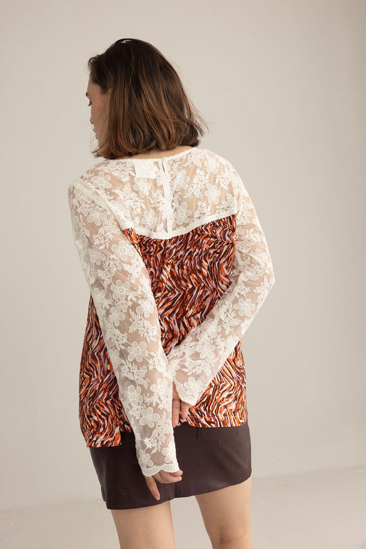Tigerlily Lace Top in Multicolor Print